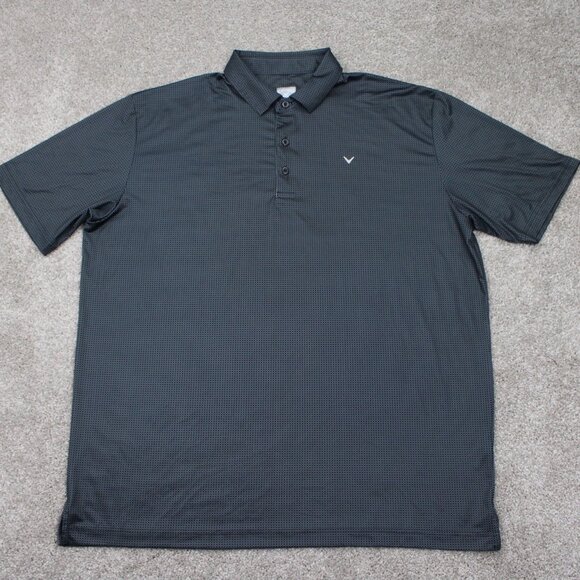 Callaway Opti-Dri Polo Shirt Mens XL Black/Gray Geometric S/S Pullover Golf - Picture 1 of 12